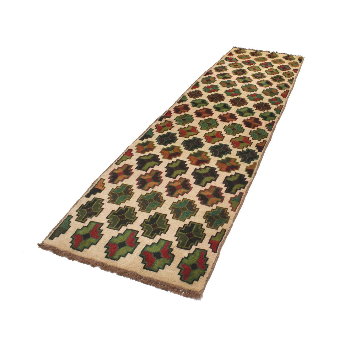 Beige Afghan Baluchi Rug 2' 7" x 9' 7" Hand-Knotted | No. AL47795