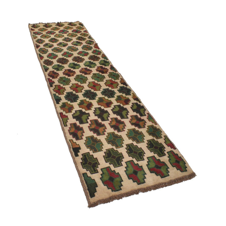 Beige Afghan Baluchi Rug 2' 7" x 9' 7" Hand-Knotted | No. AL47795