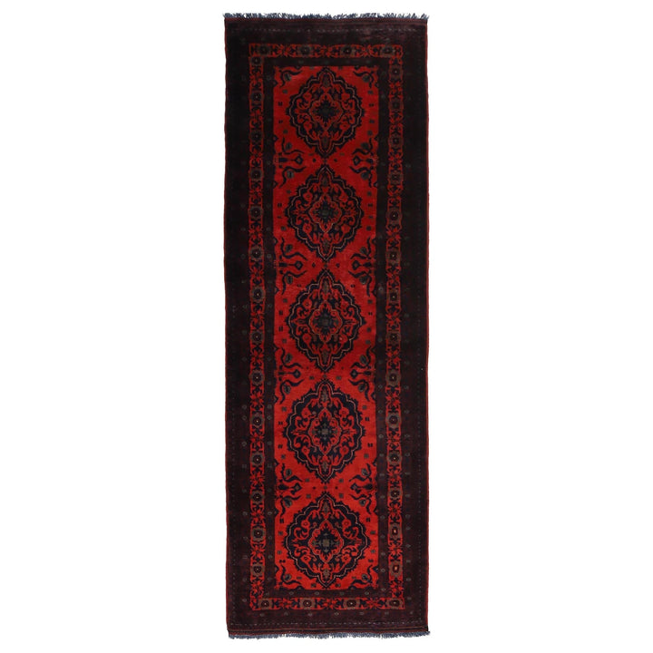 Red Afghan Khal Mohammadi Rug 2' 7" x 8' 5" Hand-Knotted | No. AL47806