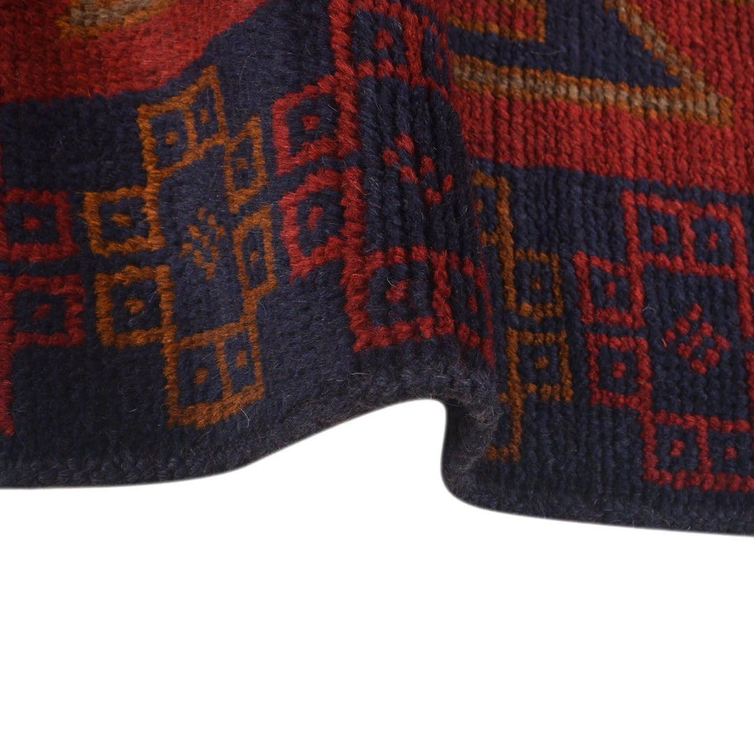 Red Afghan Baluchi Rug 3' 8" x 5' 9" Hand-Knotted | No. AL47854