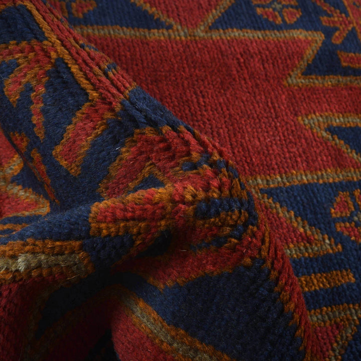 Red Afghan Baluchi Rug 3' 8" x 5' 9" Hand-Knotted | No. AL47854