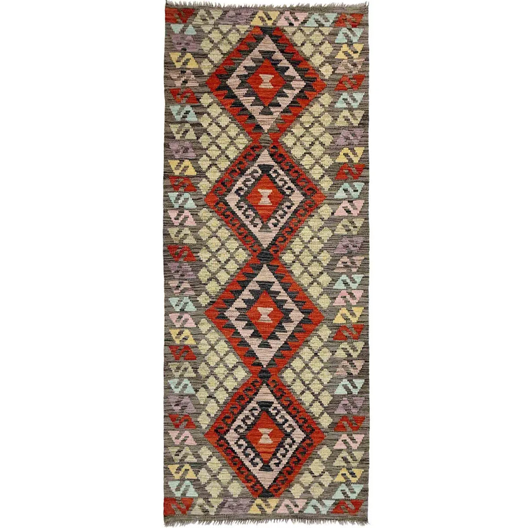 Afghan Vegetable Kilim Runner 2' 8" x 6' 9" Flat-Weave | No. AL479282