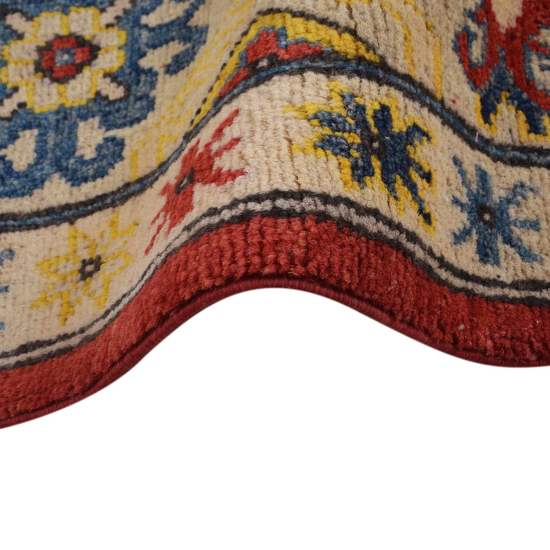 Red Afghan Kazak Rug 6' 6" x 9' 6" Hand-Knotted | No. AL47931