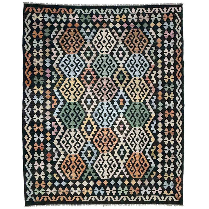 Multicolor Afghan Kilim Rug 6' 2" x 8' 3" Flat-Weave | No. AL47949
