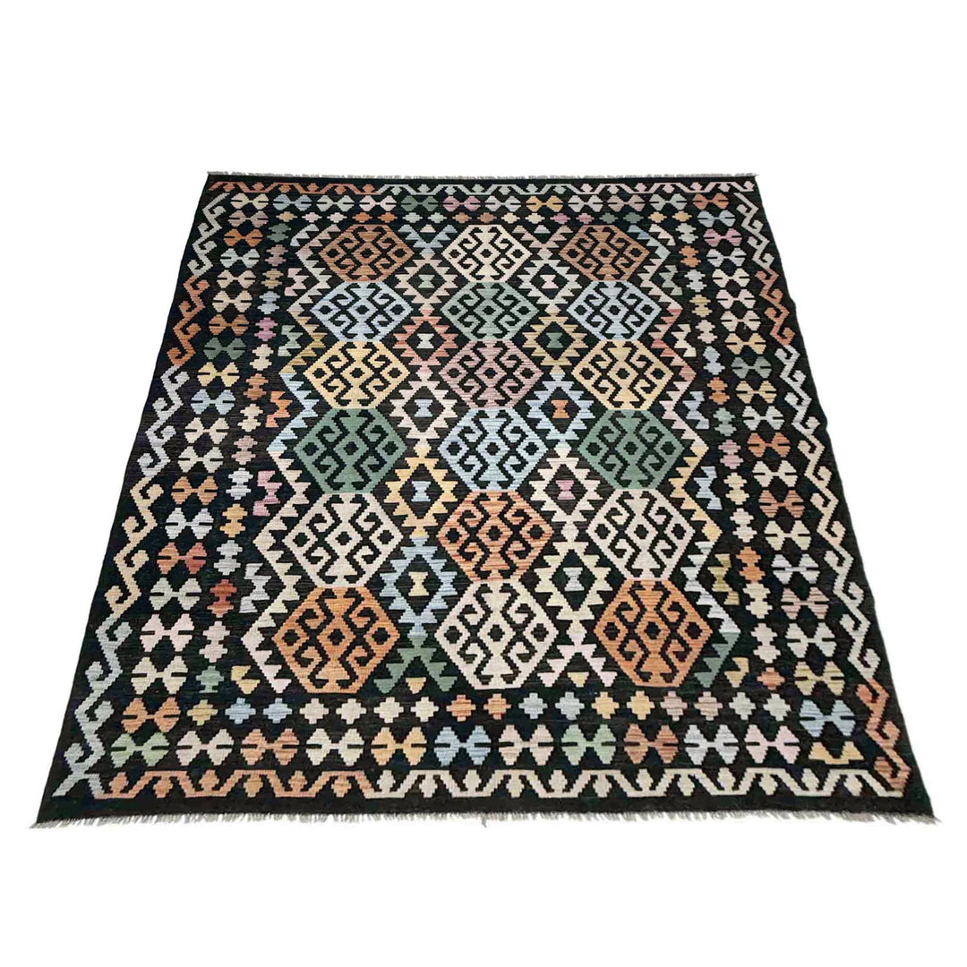 Multicolor Afghan Vegetable Kilim Rug 6' 2" x 8' 3" Flat-Weave | No. AL47949