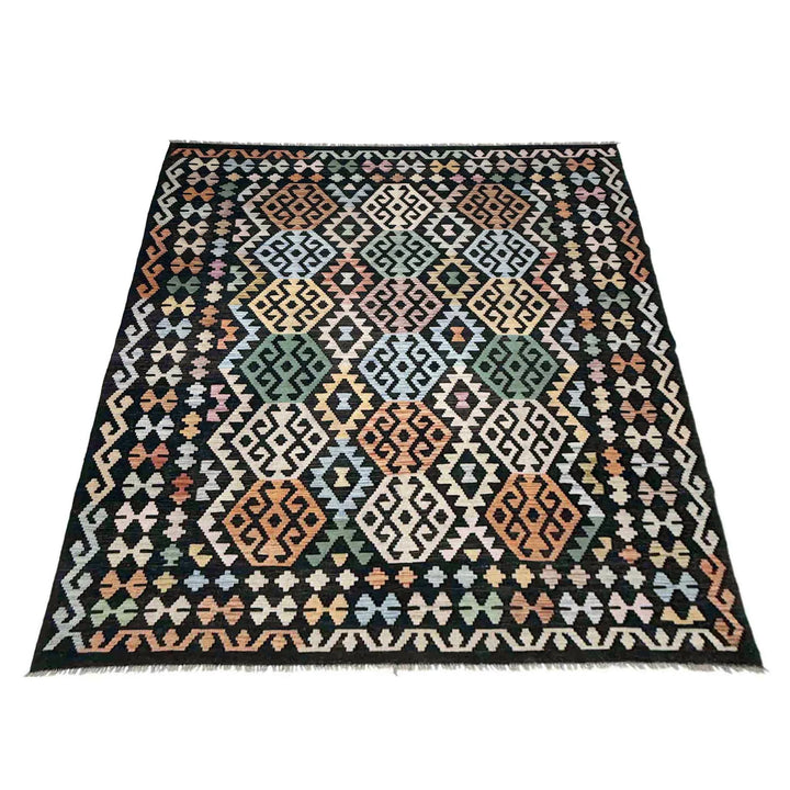 Multicolor Afghan Vegetable Kilim Rug 6' 2" x 8' 3" Flat-Weave | No. AL47949