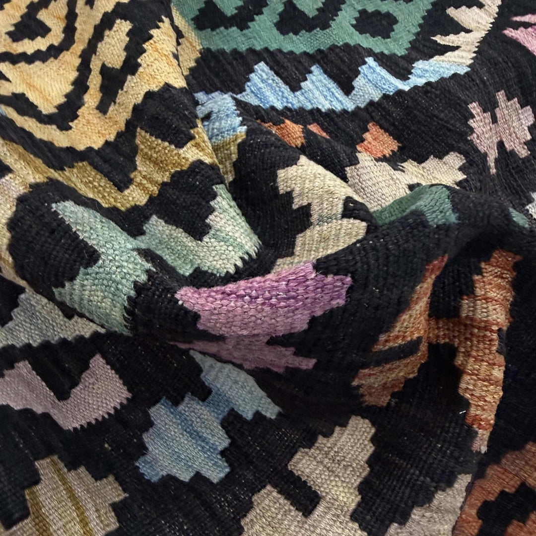 Multicolor Afghan Kilim Rug 6' 2" x 8' 3" Flat-Weave | No. AL47949