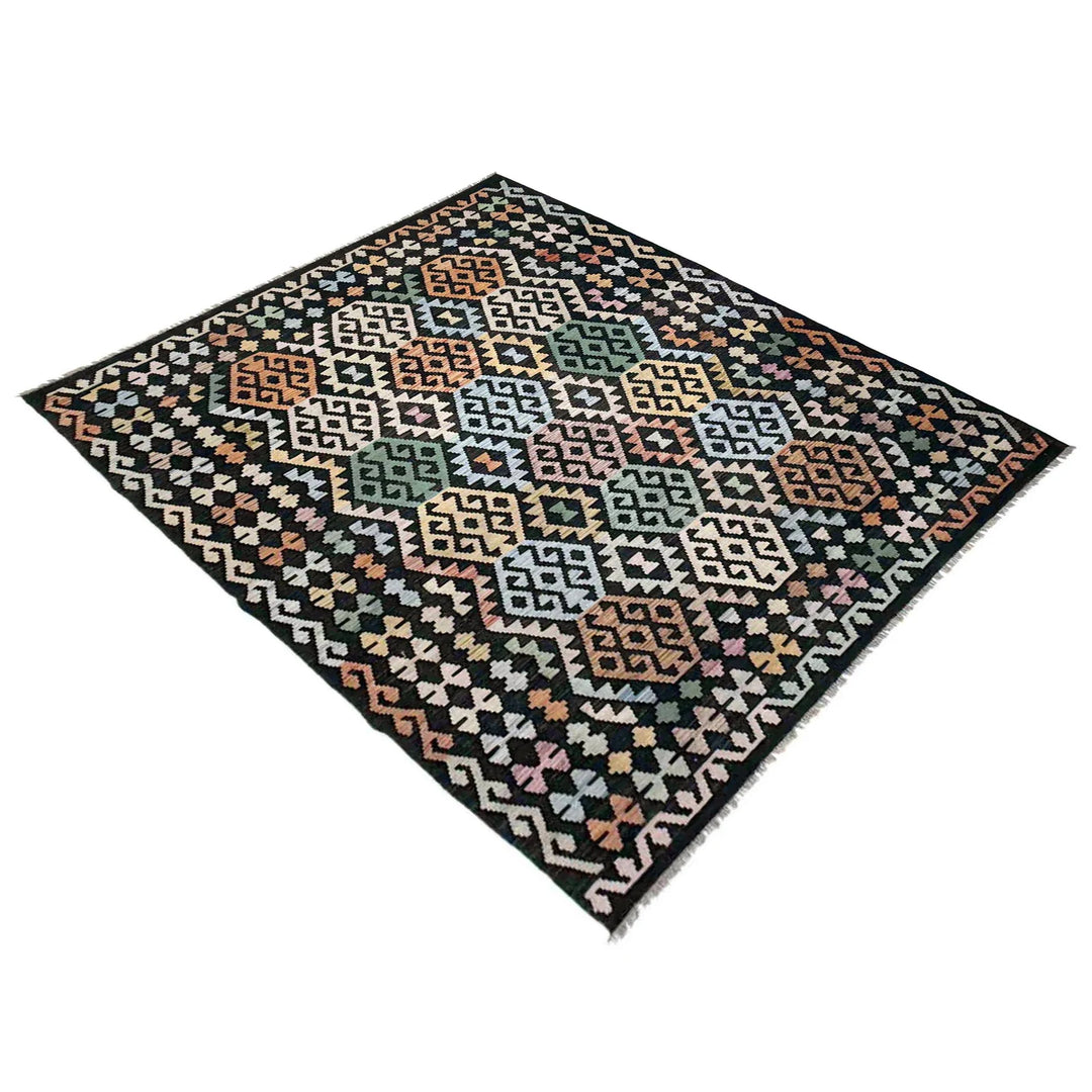 Multicolor Afghan Vegetable Kilim Rug 6' 2" x 8' 3" Flat-Weave | No. AL47949