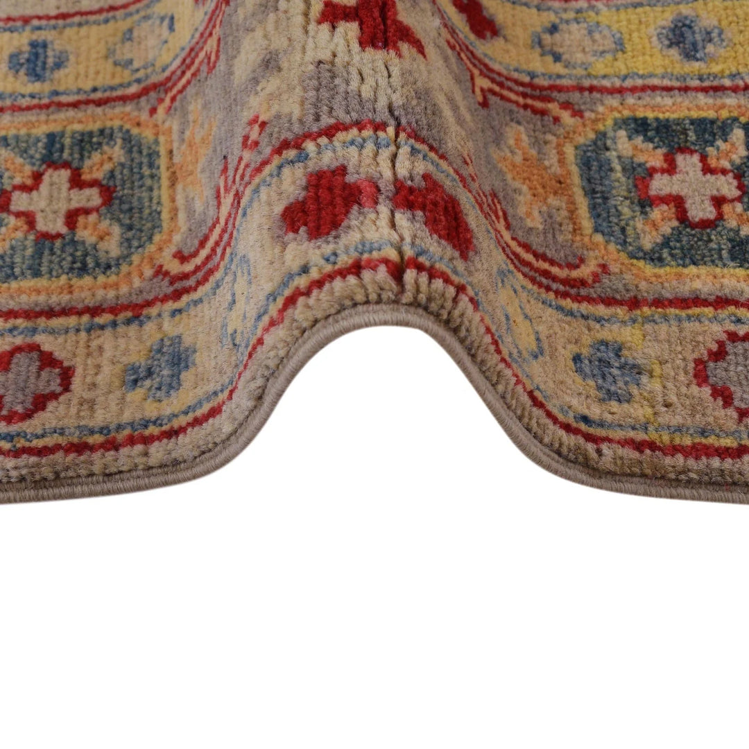 Beige Afghan Kazak Rug 4' 1" x 6' 1" Hand-Knotted | No. AL47954
