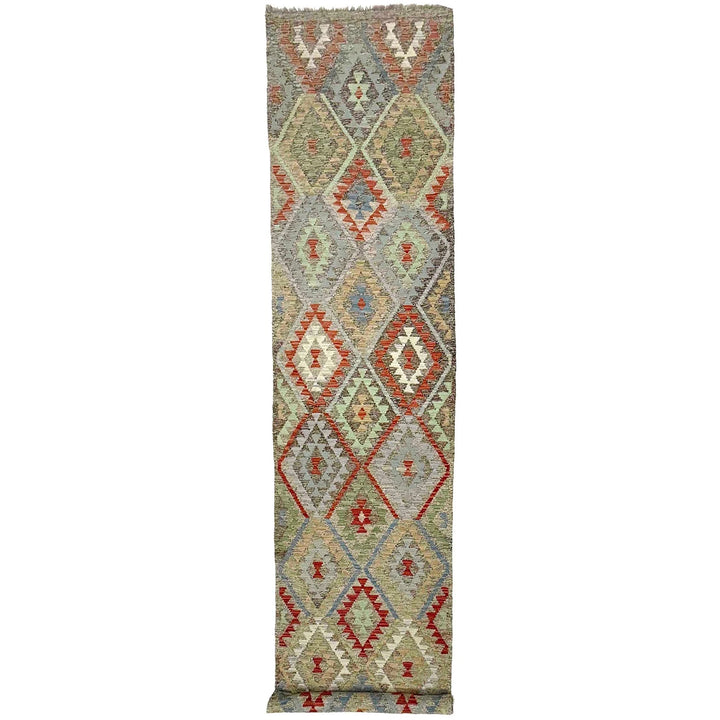 Afghan Vegetable Kilim Rug 2' 9" x 13' 1" Flat-Weave | No. AL479607