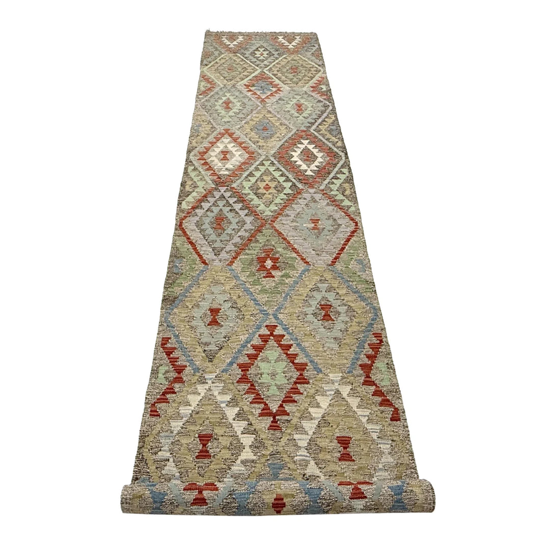 Afghan Vegetable Kilim Rug 2' 9" x 13' 1" Flat-Weave | No. AL479607