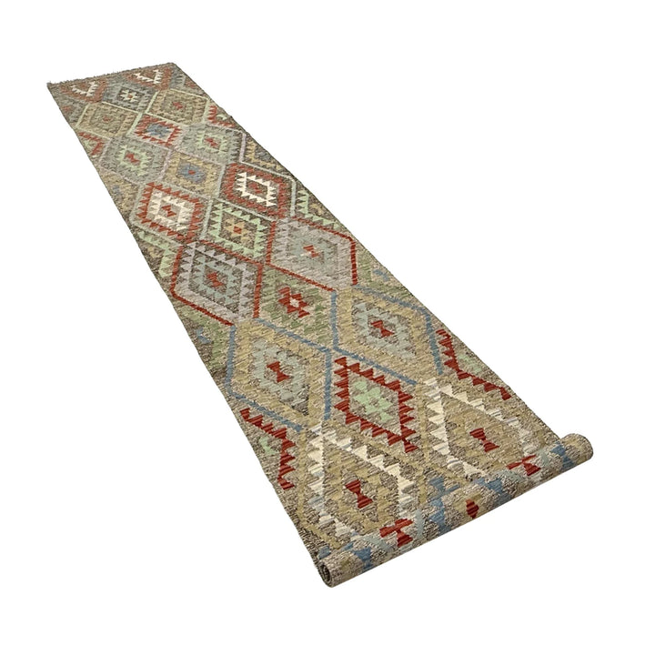 Afghan Vegetable Kilim Rug 2' 9" x 13' 1" Flat-Weave | No. AL479607