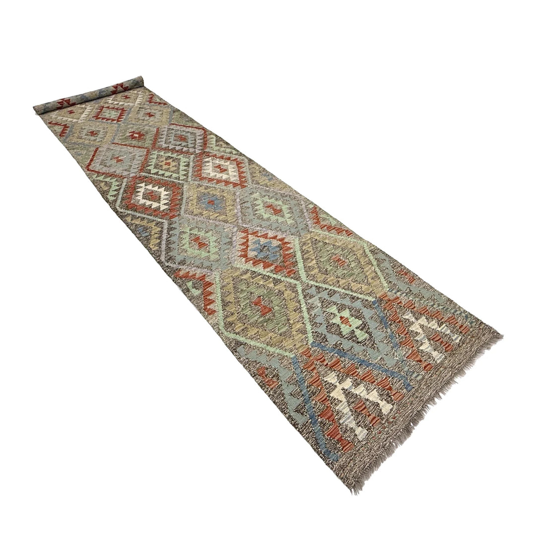 Afghan Vegetable Kilim Rug 2' 9" x 13' 1" Flat-Weave | No. AL479607