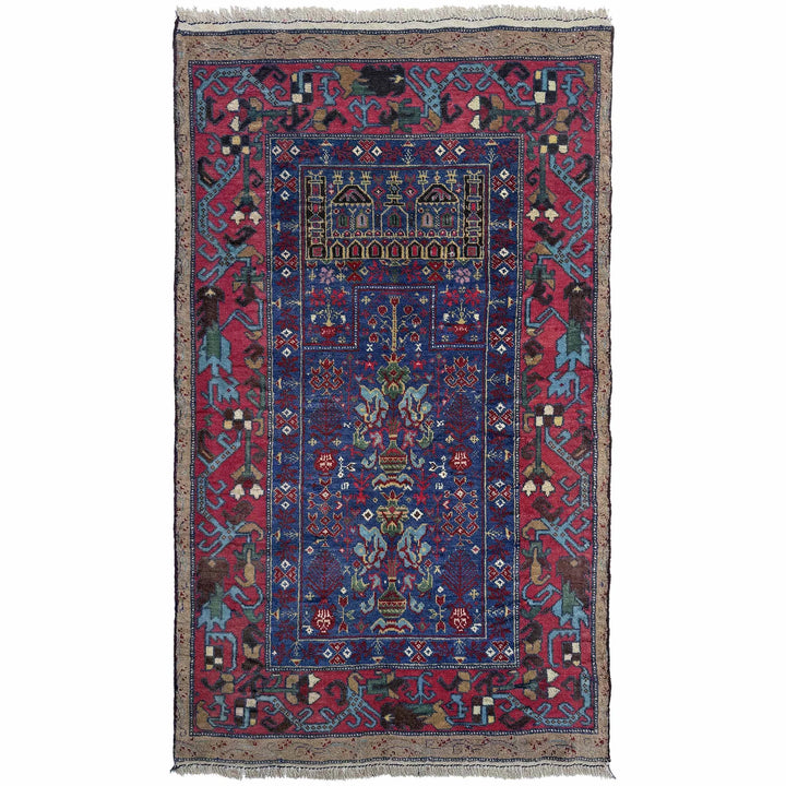 Afghan Baluchi Rug 2' 9" x 4' 8" Hand-Knotted | No. AL47981