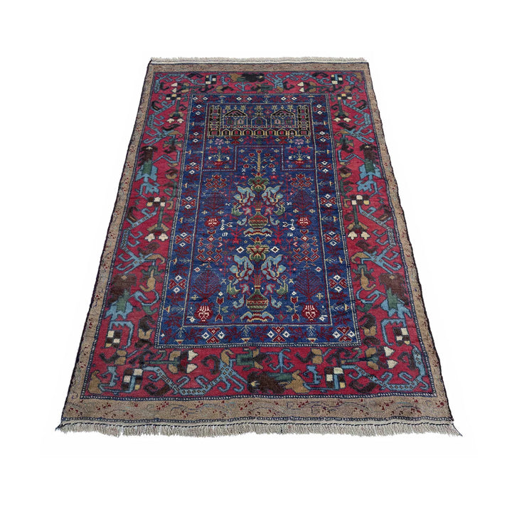 Afghan Baluchi Rug 2' 9" x 4' 8" Hand-Knotted | No. AL47981