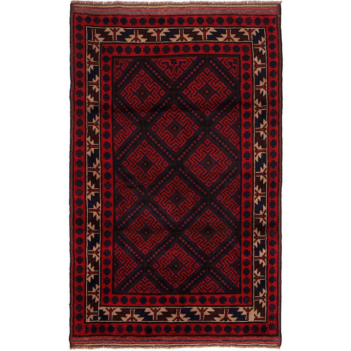 Afghan Baluchi Rug 3' 10" x 5' 9" Hand-Knotted | No. AL47983