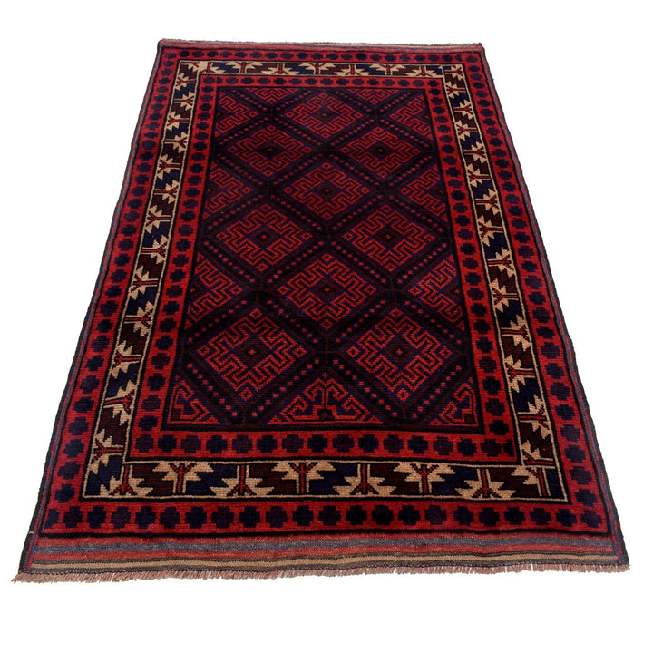 Afghan Baluchi Rug 3' 10" x 5' 9" Hand-Knotted | No. AL47983