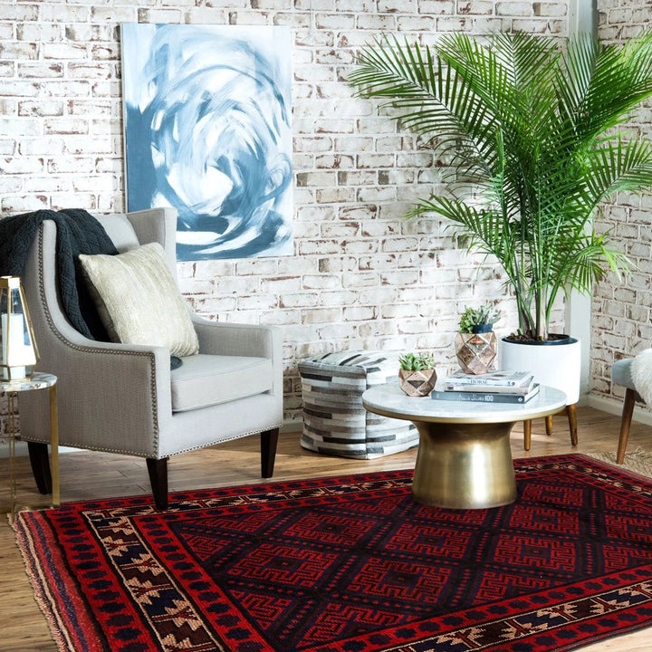 Afghan Baluchi Rug 3' 10" x 5' 9" Hand-Knotted | No. AL47983