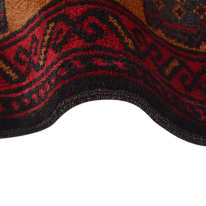 Red Afghan Baluchi Rug 2' 11" x 4' 7" Hand-Knotted | No. AL48013