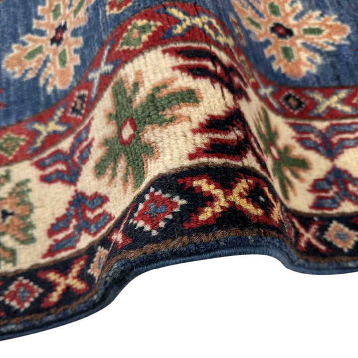 Blue Afghan Kazak Rug 2' 7" x 4' 1" Hand-Knotted | No. AL480668