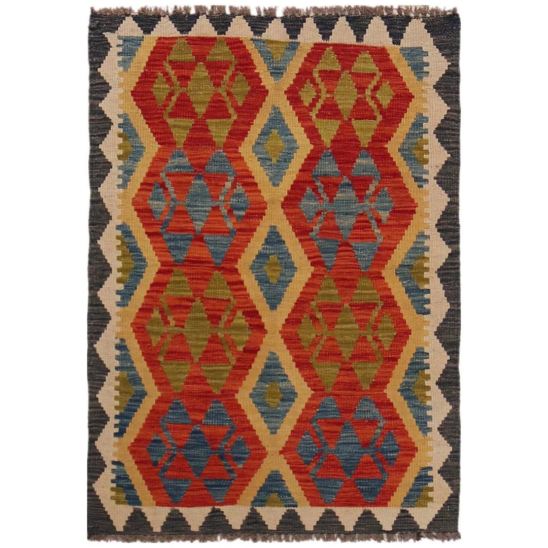 Afghan Kilim Rug 2' 8" x 3' 11" Flat-Weave | No. AL48067