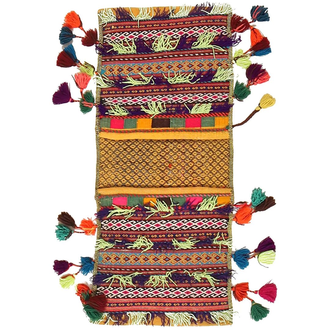 Afghan Tribal Baluch Saddle Bag Rug 1' 2" x 2' 9" Flat-Weave | No. AL48091