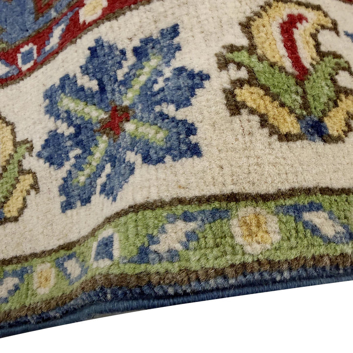 Blue Afghan Kazak Rug 3' 10" x 5' 10" Hand-Knotted | No. AL48166