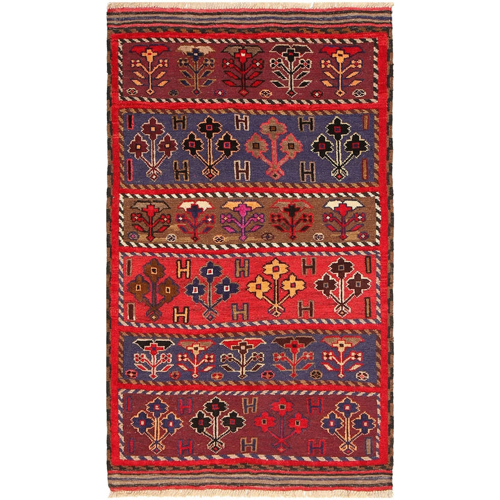 Afghan Baluchi Rug 2' 11" x 5' 0" Hand-Knotted | No. AL48192