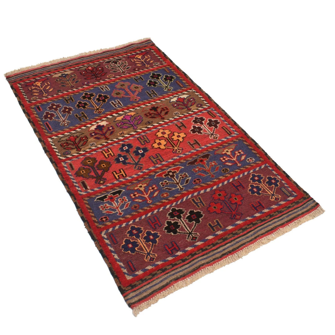Afghan Baluchi Rug 2' 11" x 5' 0" Hand-Knotted | No. AL48192