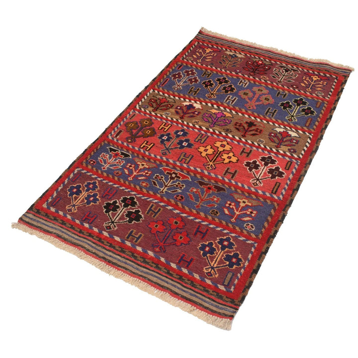 Afghan Baluchi Rug 2' 11" x 5' 0" Hand-Knotted | No. AL48192