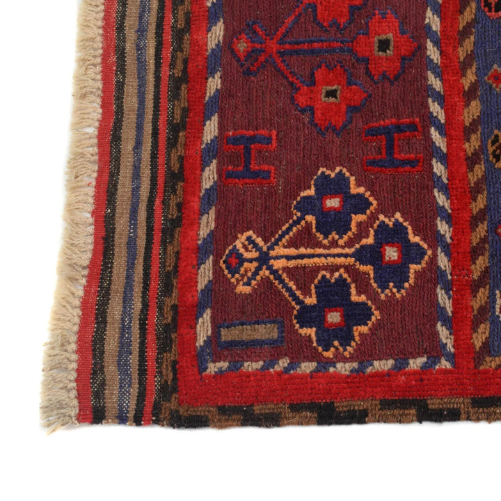 Afghan Baluchi Rug 2' 11" x 5' 0" Hand-Knotted | No. AL48192
