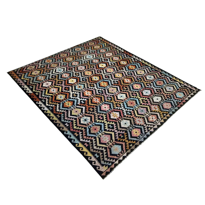 Multicolor Afghan Vegetable Kilim Rug 8' 2" x 11' 6" Flat-Weave | No. AL482041