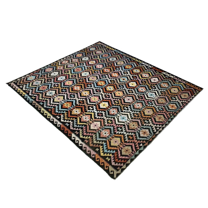 Multicolor Afghan Vegetable Kilim Rug 8' 2" x 11' 6" Flat-Weave | No. AL482041