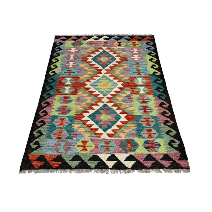 Afghan Vegetable Kilim Rug 3' 1" x 5' 2" Flat-Weave | No. AL482262