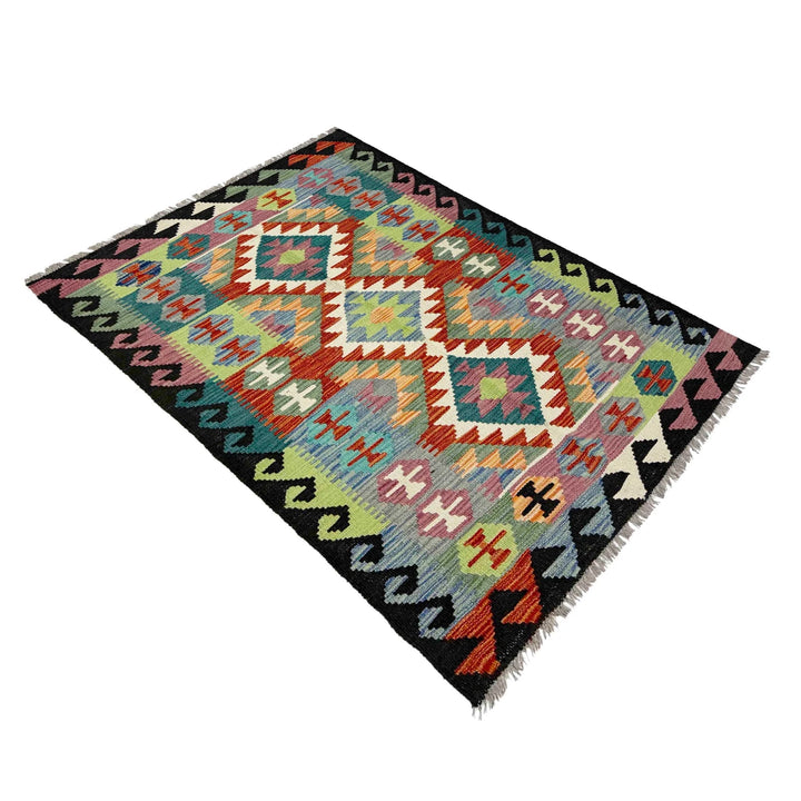Afghan Vegetable Kilim Rug 3' 1" x 5' 2" Flat-Weave | No. AL482262