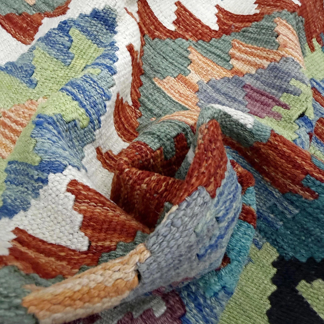 Afghan Vegetable Kilim Rug 3' 1" x 5' 2" Flat-Weave | No. AL482262