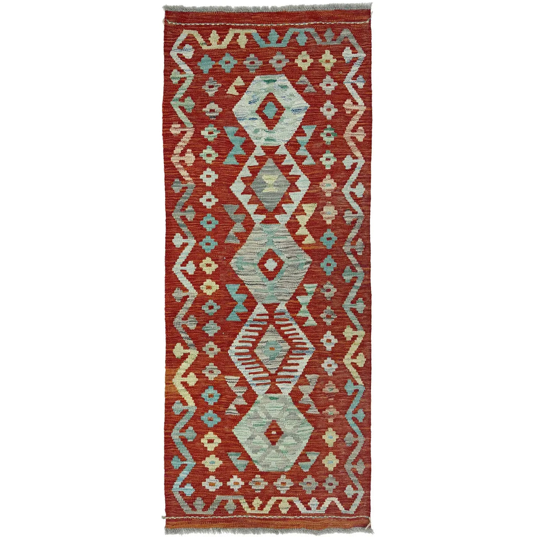 Afghan Vegetable Kilim Rug 2' 1" x 5' 2" Flat-Weave | No. AL482330