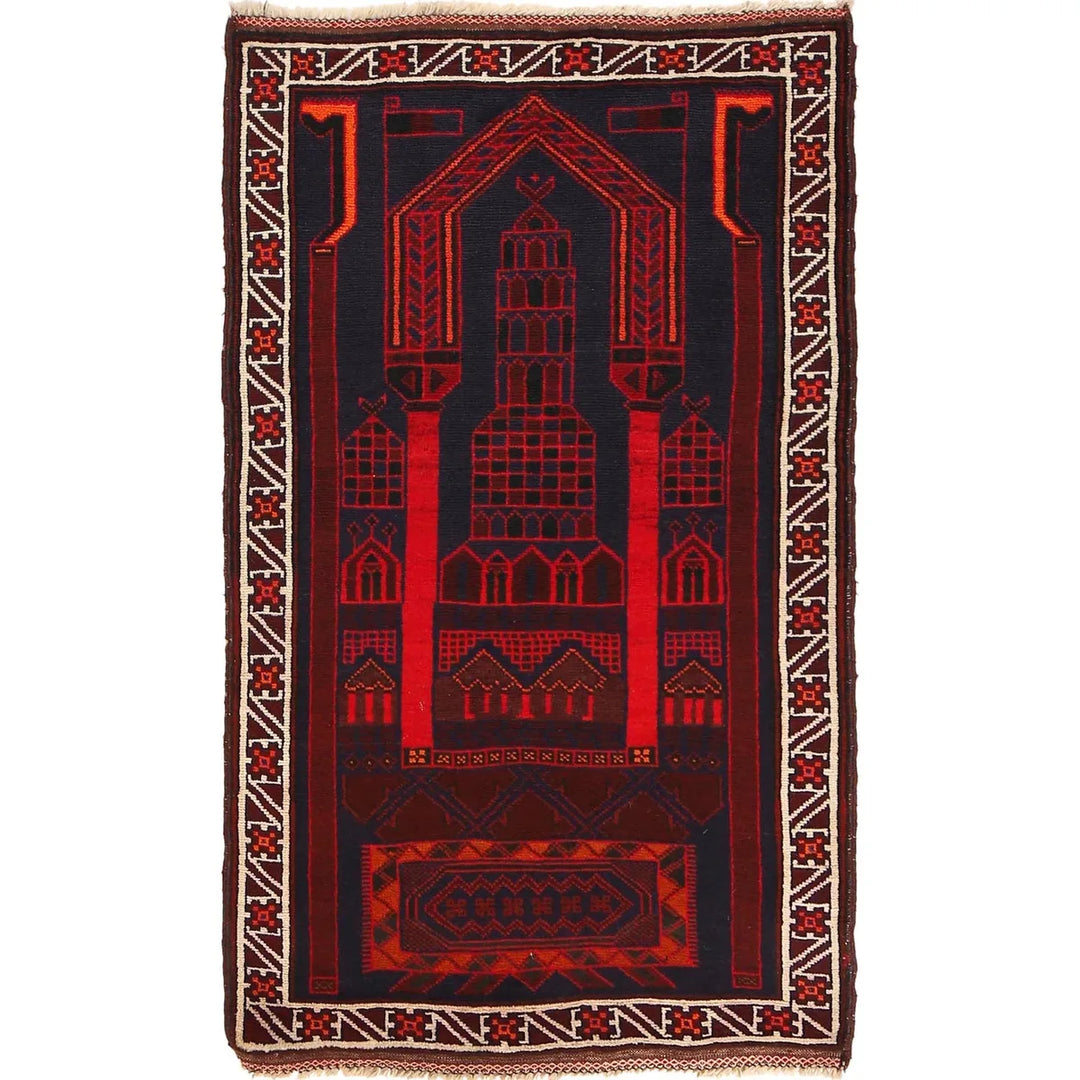 Afghan Prayer Rug 2' 9" x 5' 0" Hand-Knotted | No. AL48260