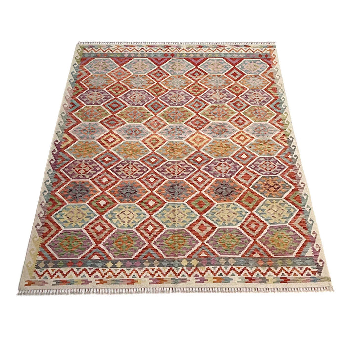 Afghan Vegetable Kilim Rug 8' 5" x 9' 9" Flat-Weave | No. AL48267