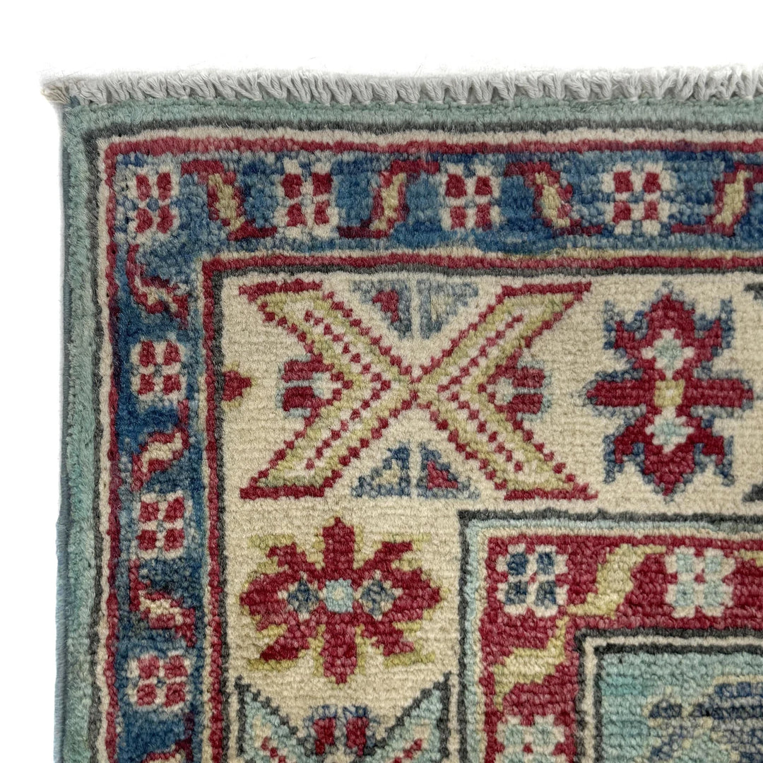 Blue Afghan Kazak Rug 2' 7" x 4' 1" Hand-Knotted | No. AL48273