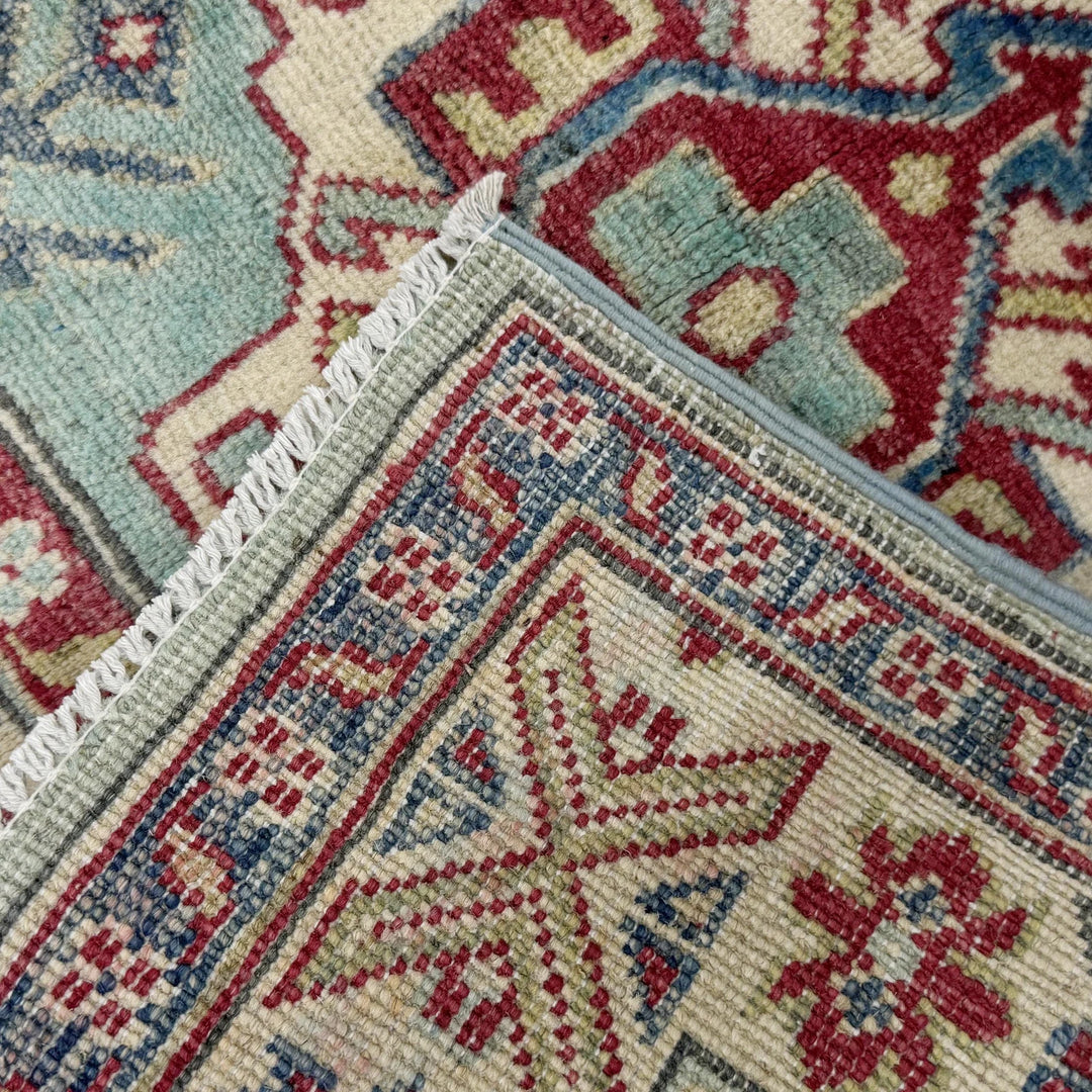 Blue Afghan Kazak Rug 2' 7" x 4' 1" Hand-Knotted | No. AL48273