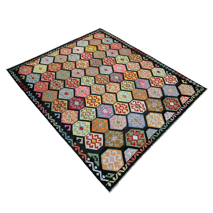 Afghan Vegetable Kilim Rug 8'2" x 11'3" Flat-Weave | No. AL482973