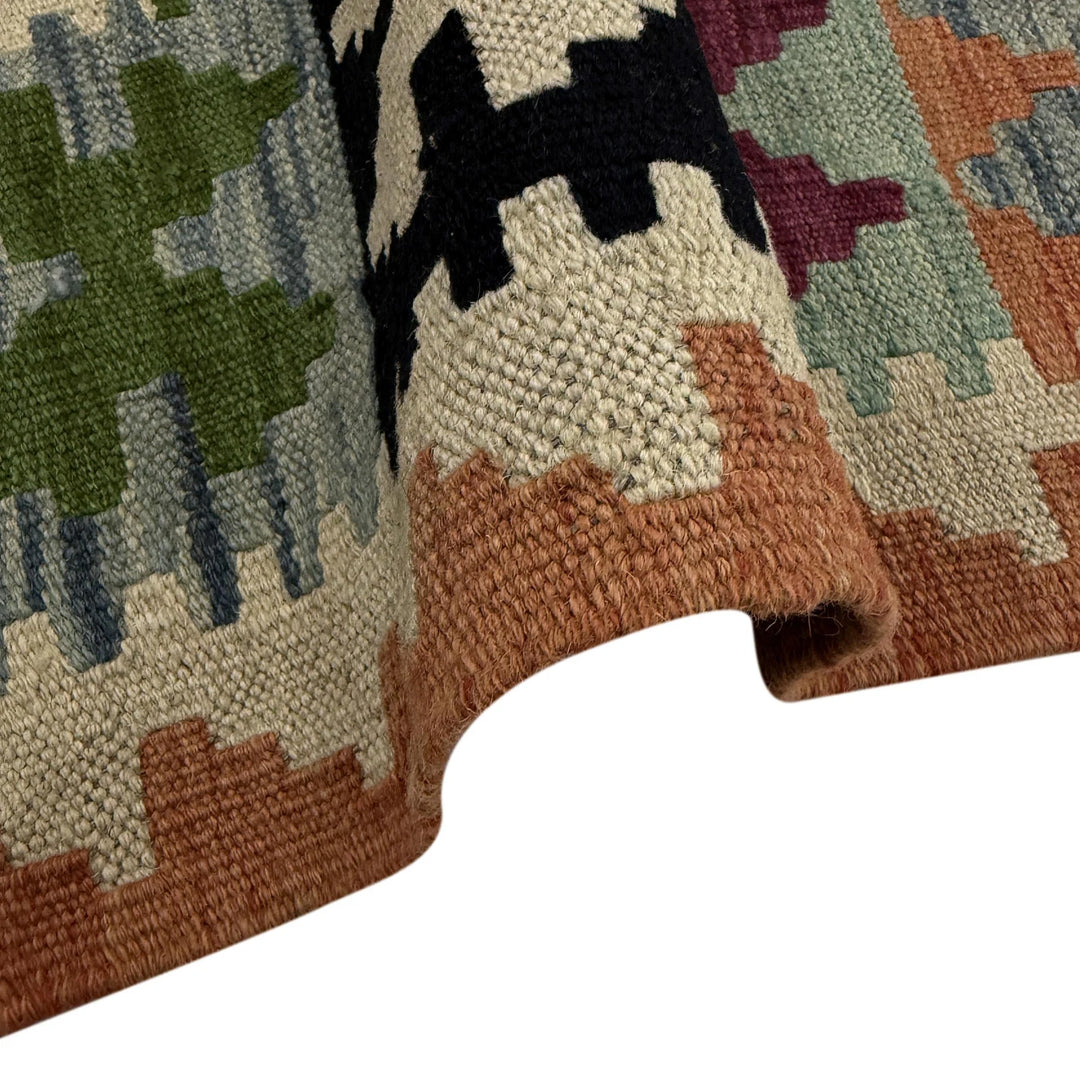 Afghan Vegetable Kilim Rug 3' 2" x 4' 10" Flat-Weave | No. AL483196