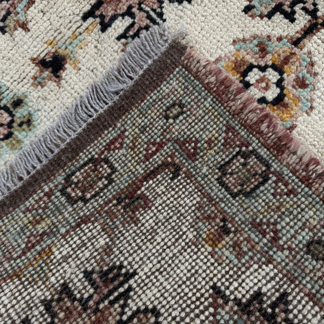 Beige Afghan Oushak Rug 3' 11" x 5' 9" Hand-Knotted | No. AL48342