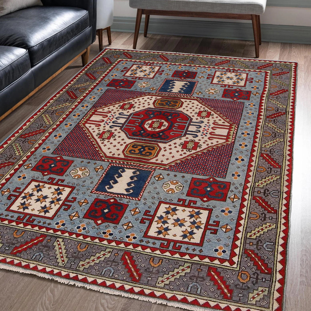 Afghan Mamluk Rug 4' 11" x 6' 7" Hand-Knotted | No. AL48345