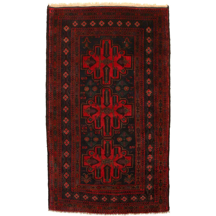 Afghan Baluchi Rug 3' 8" x 6' 2" Hand-Knotted | No. AL48351