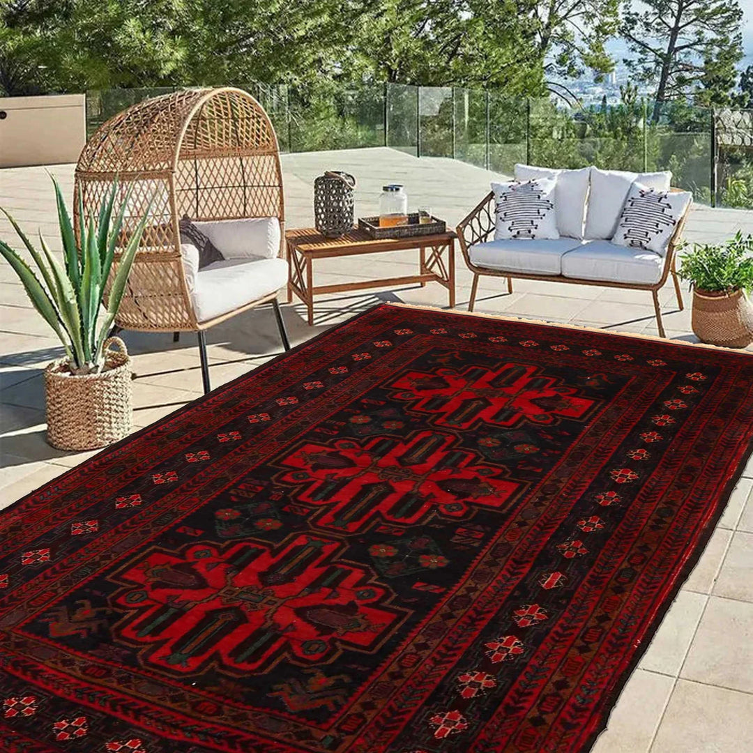 Afghan Baluchi Rug 3' 8" x 6' 2" Hand-Knotted | No. AL48351