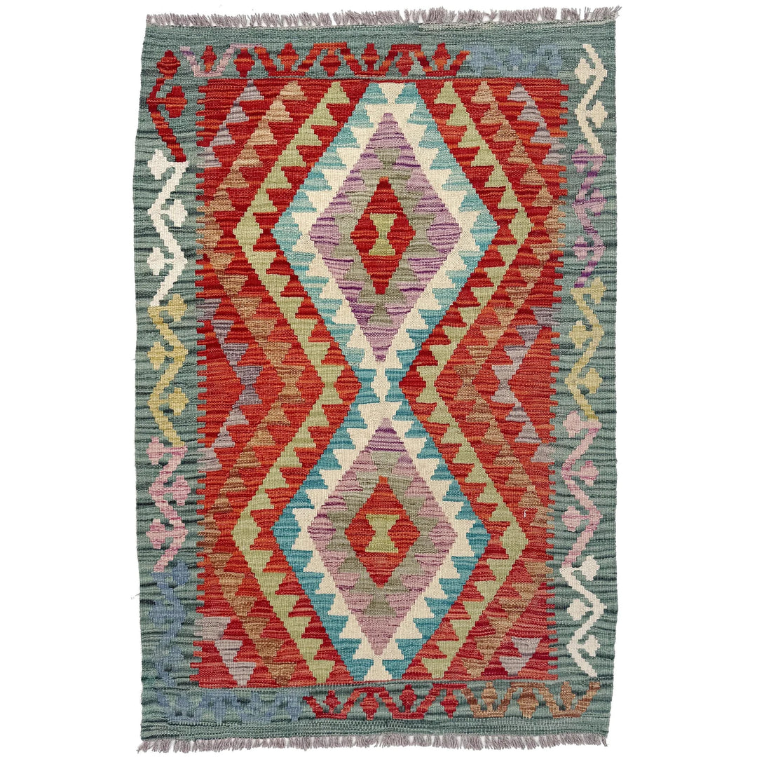 Afghan Kilim Rug 2' 7" x 4' 0" Flat-Weave | No. AL48375