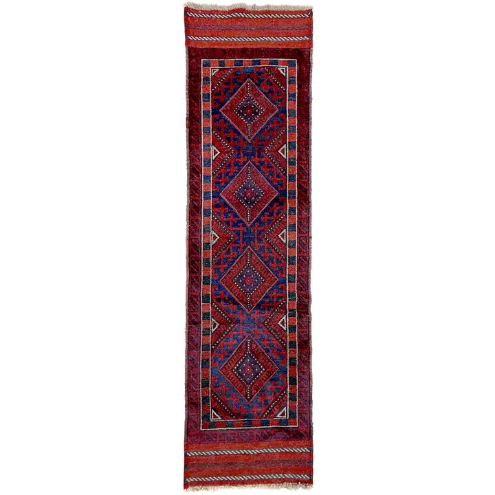 Deep Red Afghan Mashwani Rug 2' 2" x 7' 9" Hand-Knotted | No. AL48377