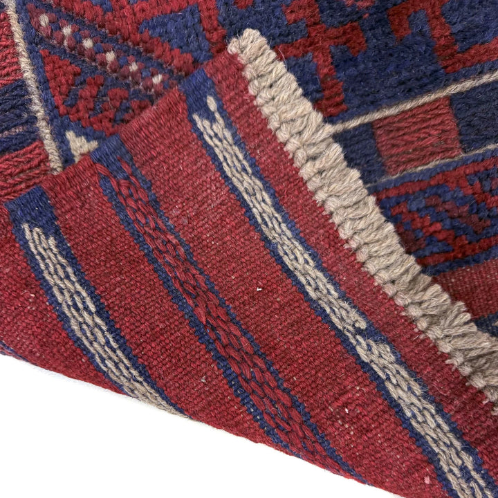 Deep Red Afghan Mashwani Rug 2' 2" x 7' 9" Hand-Knotted | No. AL48377